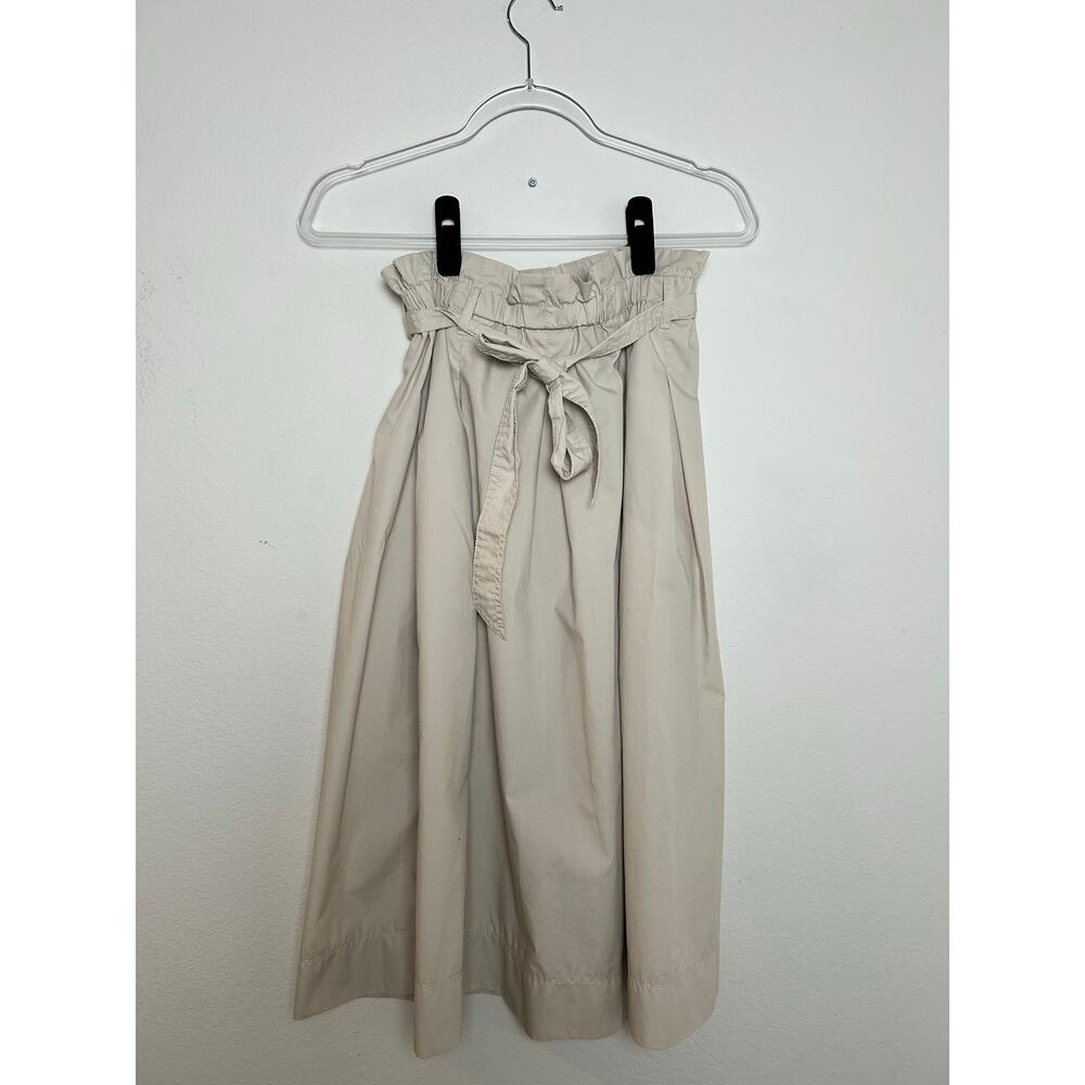 H&M Womens Size 6 Paper-Bag Waist A-Line Midi Skirt Belted Minimalist Old Money